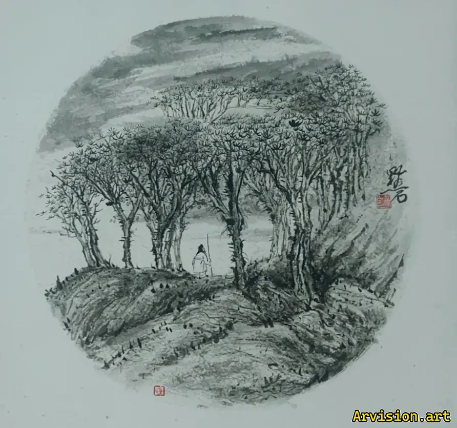 一蓑烟雨任平生水墨画 中国水墨画作品