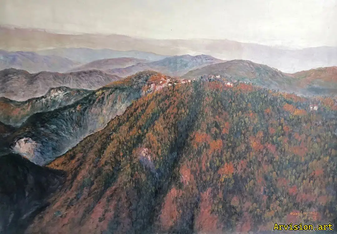 王琳油画远眺鸡公山